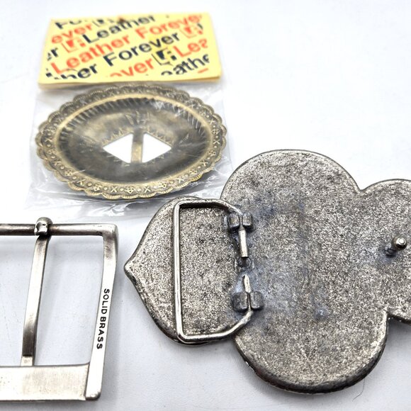 3 Fun Belt-Buckles Men Women 1 from Italy 1 Handcrafted Red 1 Gold-Tone - Picture 3 of 6